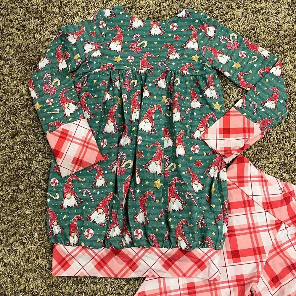 Sweet Bebe Clothing Handmade Christmas Gnome Matching Set size Girl’s 10